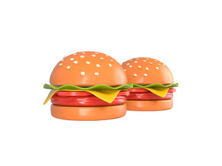 Delicious cheese burger icon isolated 3d render illustration