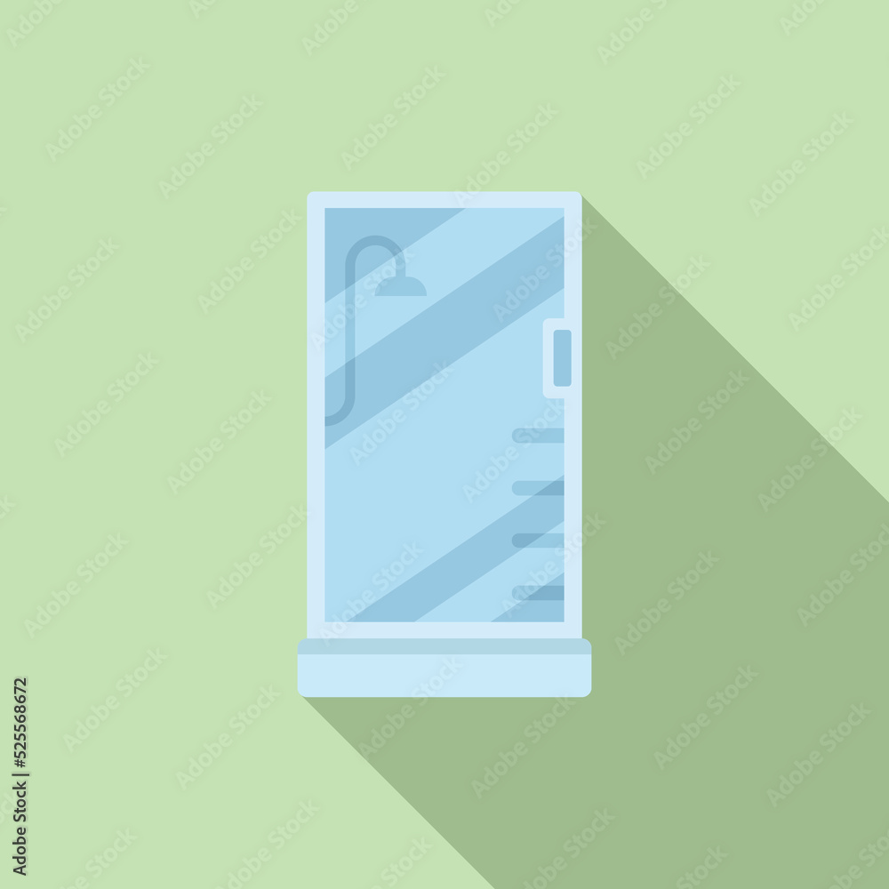 Wall mural design shower cabin icon flat vector. glass door