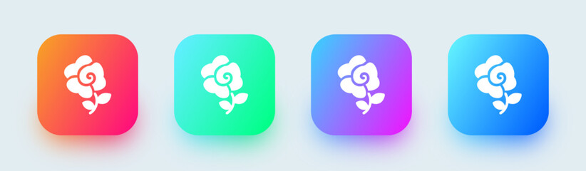 Flower solid icon in square gradient colors. Rose signs vector illustration.