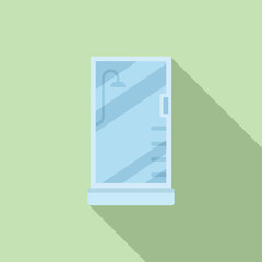 Design shower cabin icon flat vector. Glass door