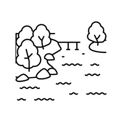 malawi lake line icon vector illustration