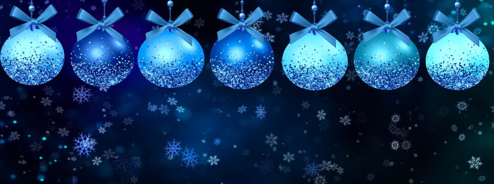  Christmas  blue ball gold confetti winter blue bokeh starry bakcground copy space template banner