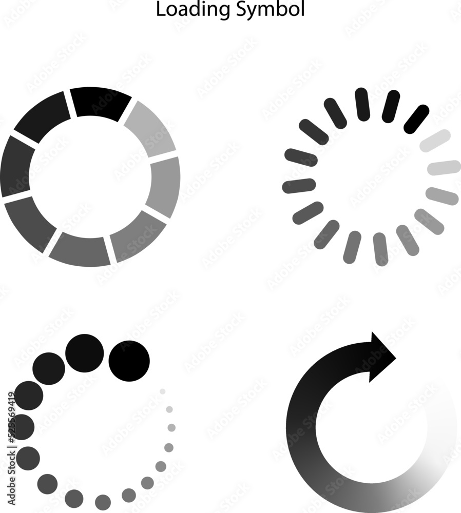 Poster loading icons set. loading progress icon. download progress. collection loading status, loading symb