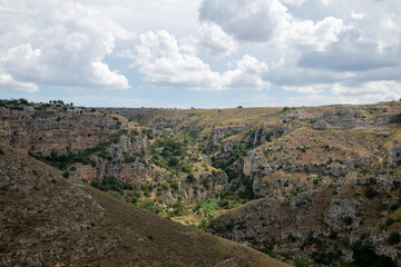 Basilicata, Italy. Streets of old town of Matera (Sassi di Matera). Etruscan towns of Italy. Southern Italy landscape.