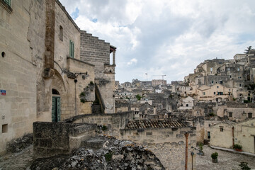 Basilicata, Italy. Streets of old town of Matera (Sassi di Matera). Etruscan towns of Italy....