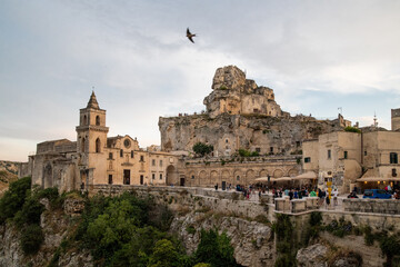 Fototapeta premium Basilicata, Italy. Streets of old town of Matera (Sassi di Matera). Etruscan towns of Italy. Southern Italy landscape.