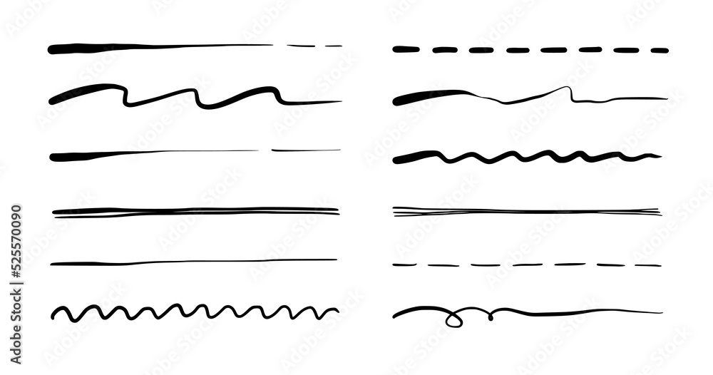 Poster Line marker stroke underline. Marker highlight brush effect. Handwriting vector brush underline stroke set for accent, text highlight element