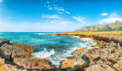 Picturesque seascape of Isolidda Beach near San Vito cape.