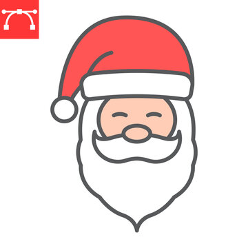 Santa Claus color line icon, Christmas and holiday, Santa Claus face vector icon, vector graphics, editable stroke filled outline sign, eps 10.