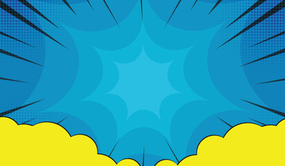 Blue comic retro background vector illustration. Pop art wallpaper.