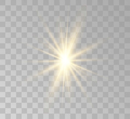 Transparent yellow sunlight special lens flash light effect. Front solar flare lenses
