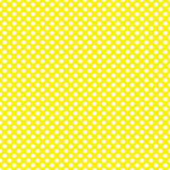 Polka dot texture, white on yellow polka dot seamless pattern as background
