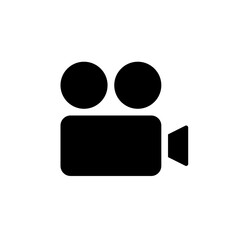 Video camera black glyph ui icon. Recording device. Simple filled line element. User interface design. Silhouette symbol on white space. Solid pictogram for web, mobile. Isolated vector illustration