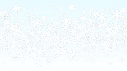 Christmas  Vector Background with Falling Snowflakes. Isolated on Red Background. Realistic Snow Sparkle Pattern. Snowfall Overlay Print. Winter Sky. Papercut Snowflakes.
