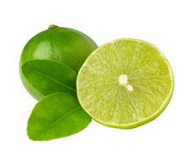 limes isolated on the white background. with clipping path