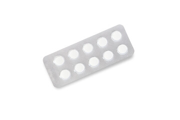 Isolate one blister of ten white tablets