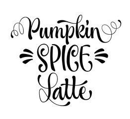 Pumpkin Spice Latte - calligraphy lettering label for seasonal events.