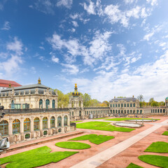 Fototapeta na wymiar Astonishing view of famous Zwinger palace (Der Dresdnen Zwinger) Art Gallery of Dresden.