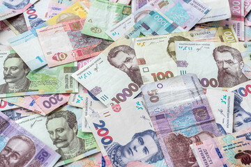 Different Ukrainian money backgrounds