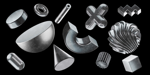 3d rendering geometric isolated shapes