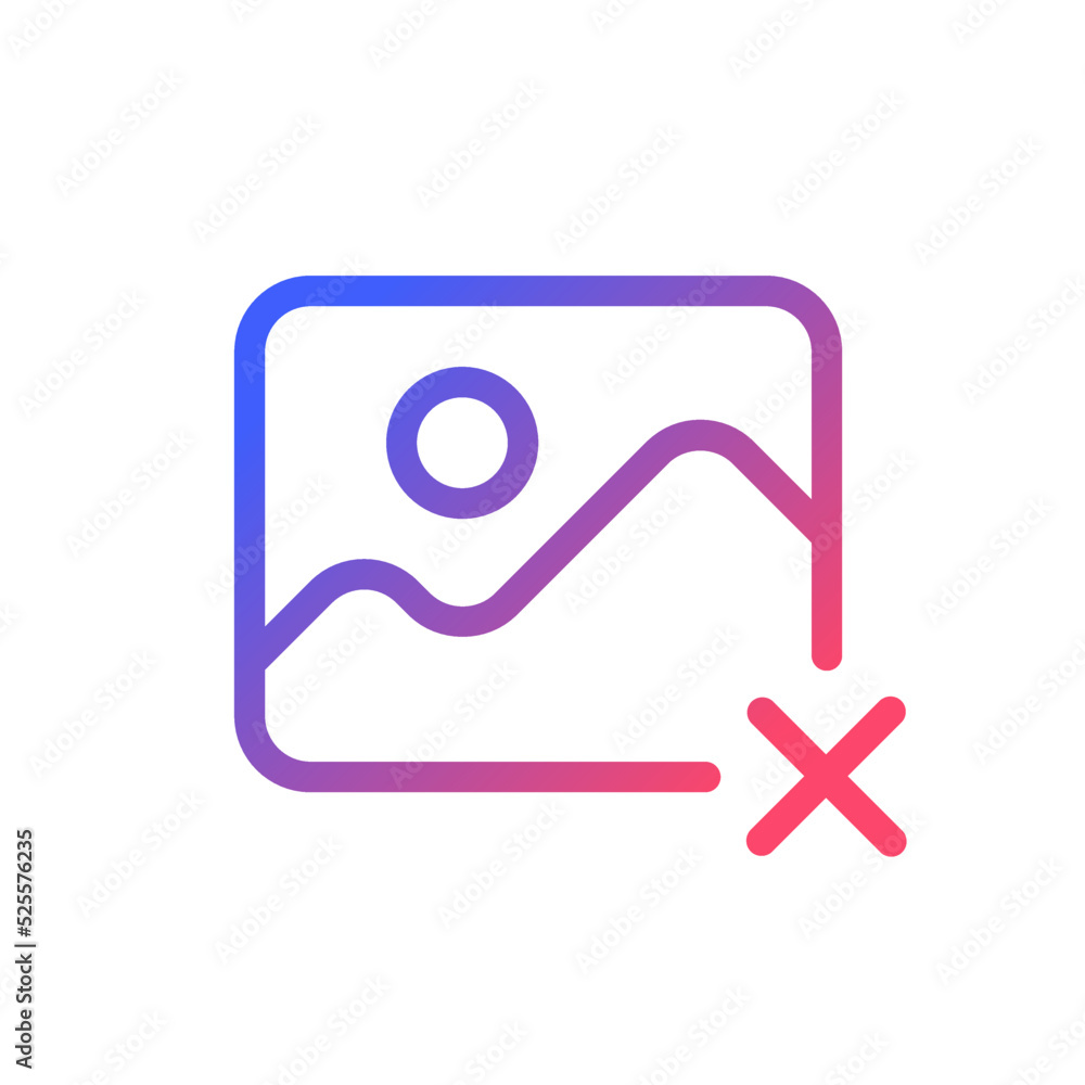 Poster delete photo pixel perfect gradient linear ui icon. media management. cancel editing. remove image. 