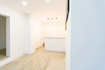 The new office reception area, clean and bright.