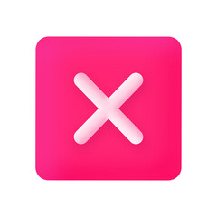 Fototapeta premium 3D Close Icon Cross Exit Sign Element Illustration with Transparent Background