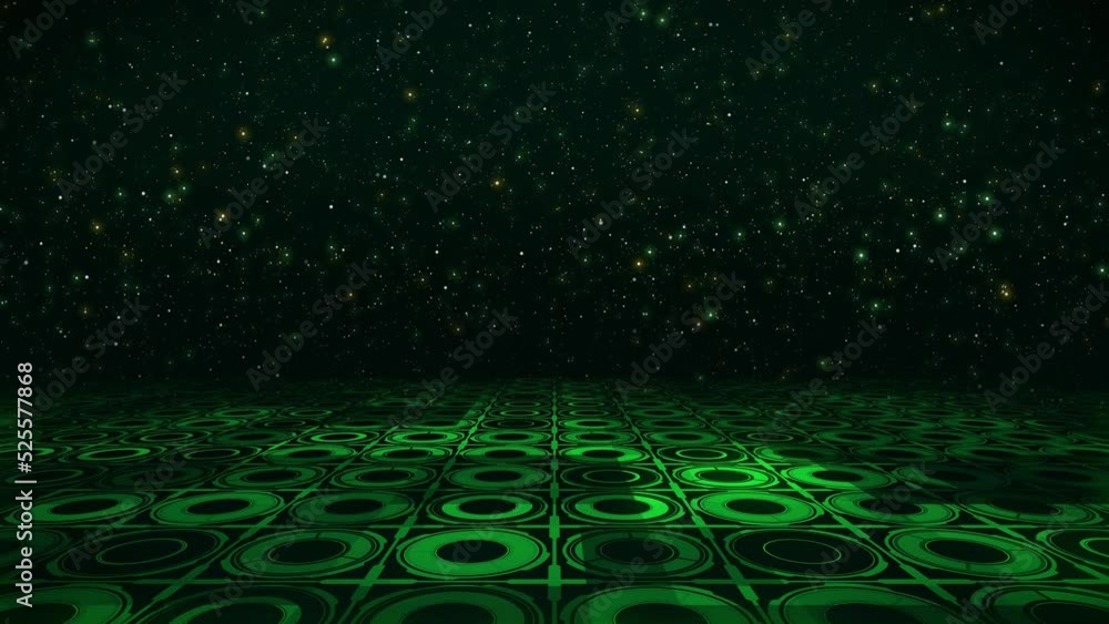 Poster perspective motion view futuristic green shine digital technology floor sci fi grid circle hud with 