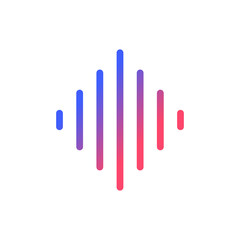 Sound wave pixel perfect gradient linear ui icon. Audio track. Video editor instrument. Record voice. Line color user interface symbol. Modern style pictogram. Vector isolated outline illustration