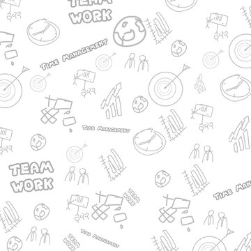Hand drawn icon doodle pattern with business symbols perfect for your business illustration or display at your workplace