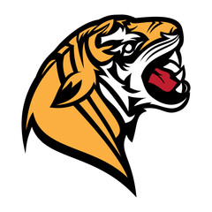 growling tiger face illustrated in vector, symbol