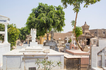 The old cemetery in the Coptic Cairo (Masr al-Qadima) district of Old Cairo, Egyptv