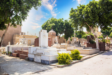 The old cemetery in the Coptic Cairo (Masr al-Qadima) district of Old Cairo, Egyptv