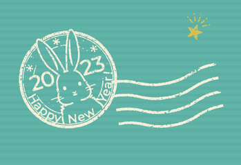 かわいいうさぎ年の年賀状テンプレート