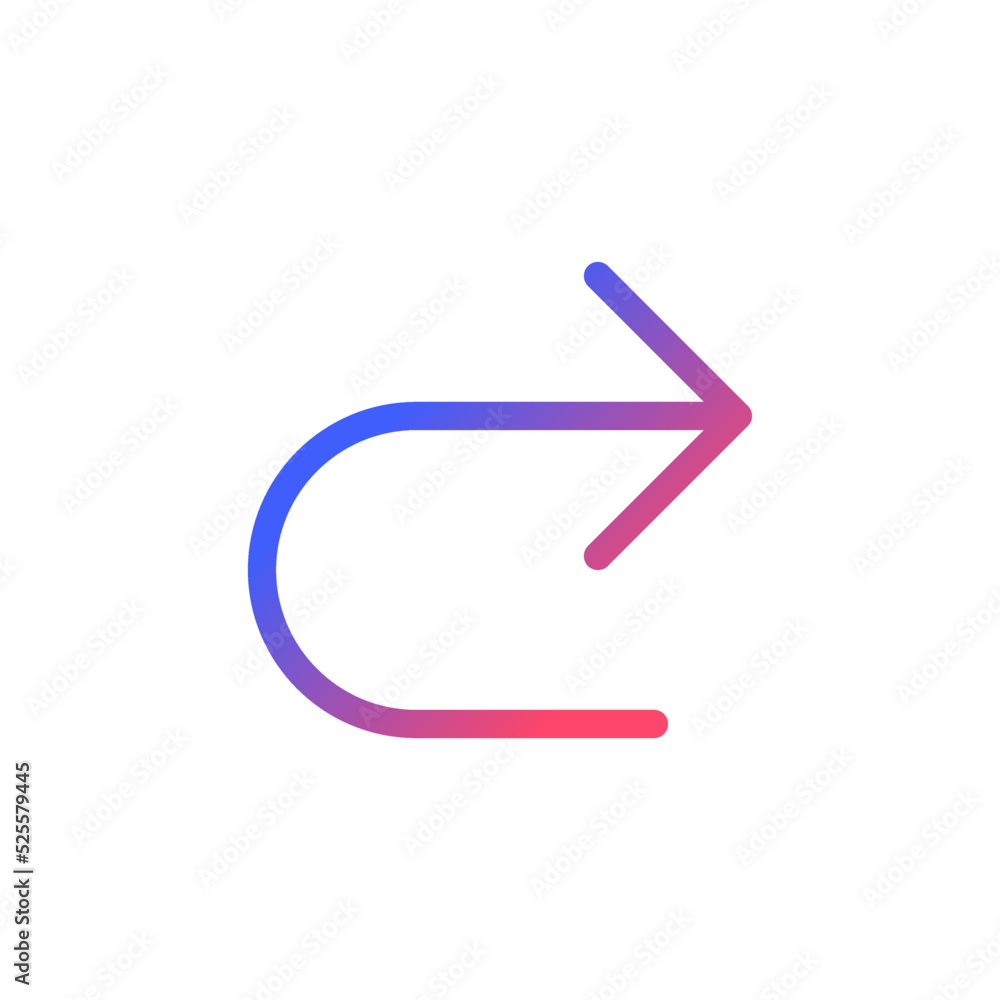 Poster repeat pixel perfect gradient linear ui icon. redo action. digital program navigation. move to next 