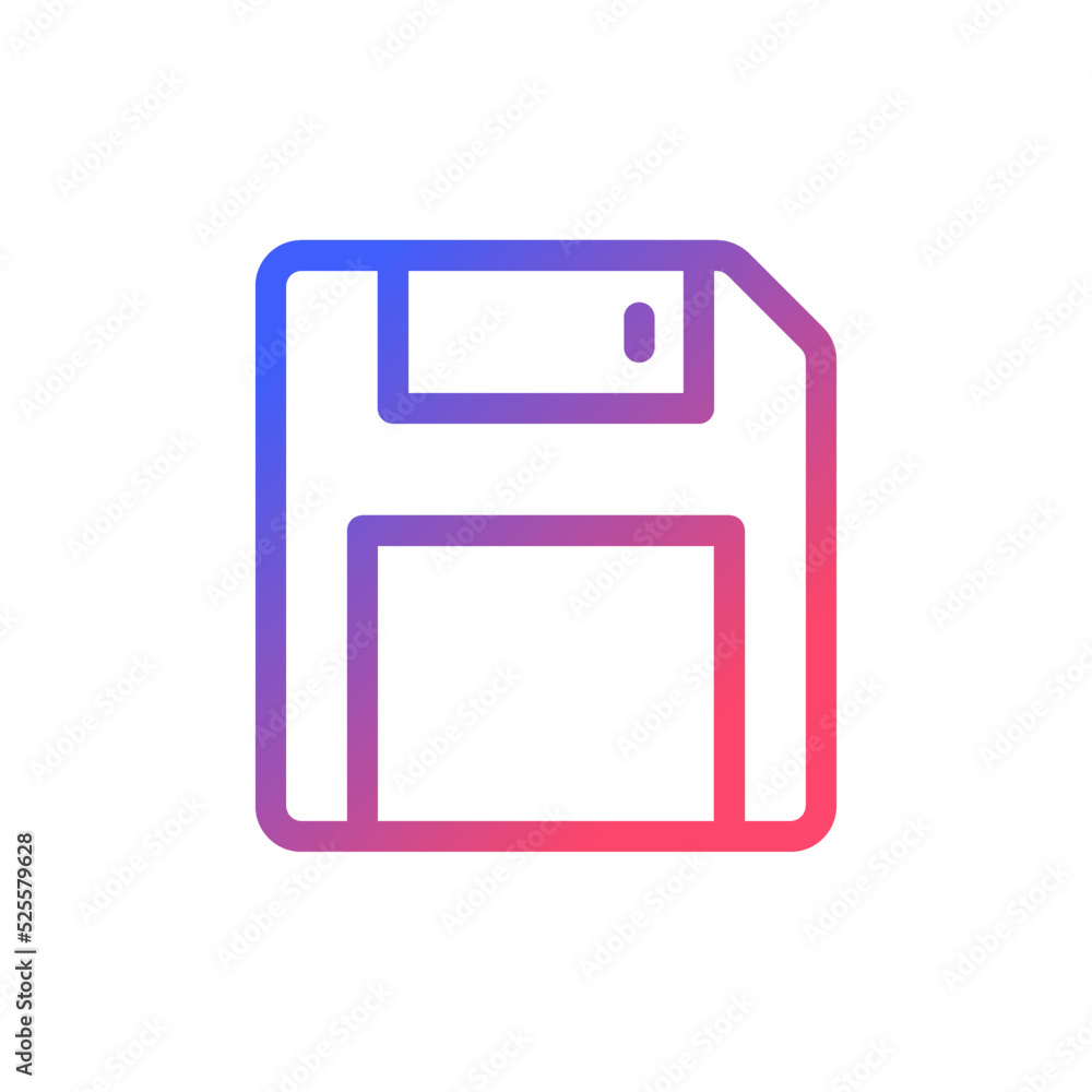 Poster save pixel perfect gradient linear ui icon. floppy disk. digital storage and memory. electronic devi