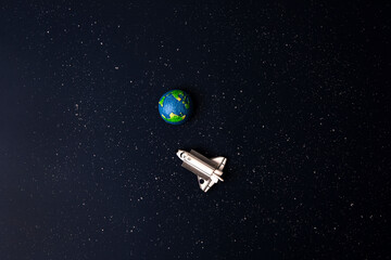 rocket on space background