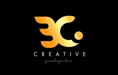 Golden Gold BC Letter Logo Design with Creative Modern Trendy Typography.