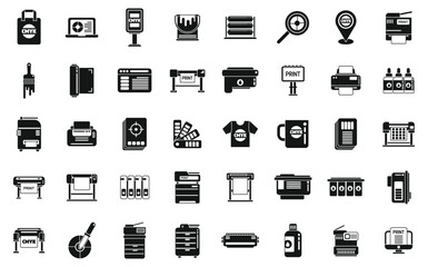 Digital printing icons set simple vector. Computer printer
