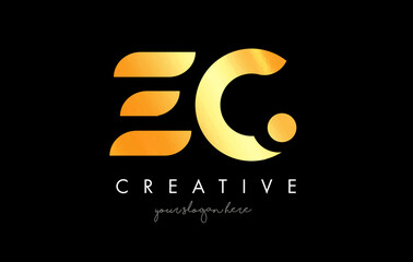 Golden Gold EC Letter Logo Design with Creative Modern Trendy Typography.