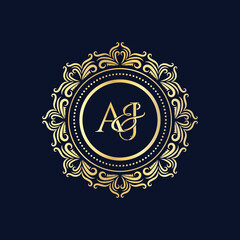 A and J, AJ logo initial vector mark, AJ luxury ornament monogram logo