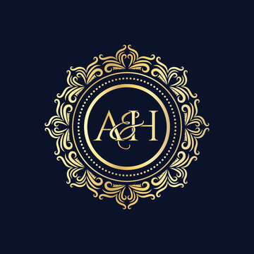 A and H, AH logo initial vector mark, AH luxury ornament monogram logo