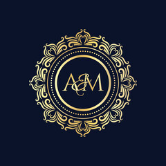 Obraz premium A and M, AM logo initial vector mark, AM luxury ornament monogram logo