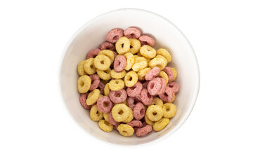 Image of cereal with bowl on white background