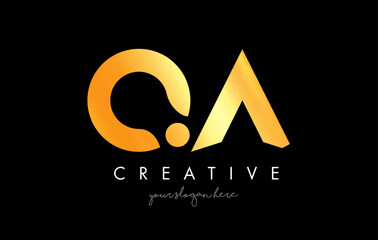 Golden Gold QA Letter Logo Design with Creative Modern Trendy Typography.
