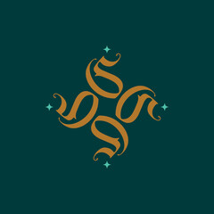 elegant and luxury letter S logo, S letter mark logo template, arabian logo
