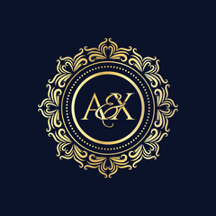 A and X, AX logo initial vector mark, AX luxury ornament monogram logo