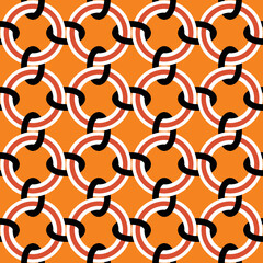 Abstract Chained Circles Geometric Connected Shapes Retro Complex Seamless Pattern Trendy Fashion Colors Perfect for Allover Fabric Print or Wrapping Paper