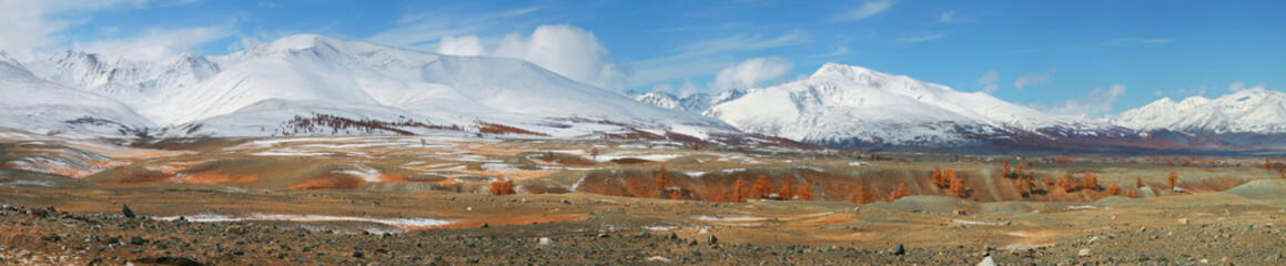 Altai Mountains of Western Mongolia, panoramic autumn view