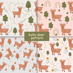 Seamless boho reindeer pattern. Vector illustration